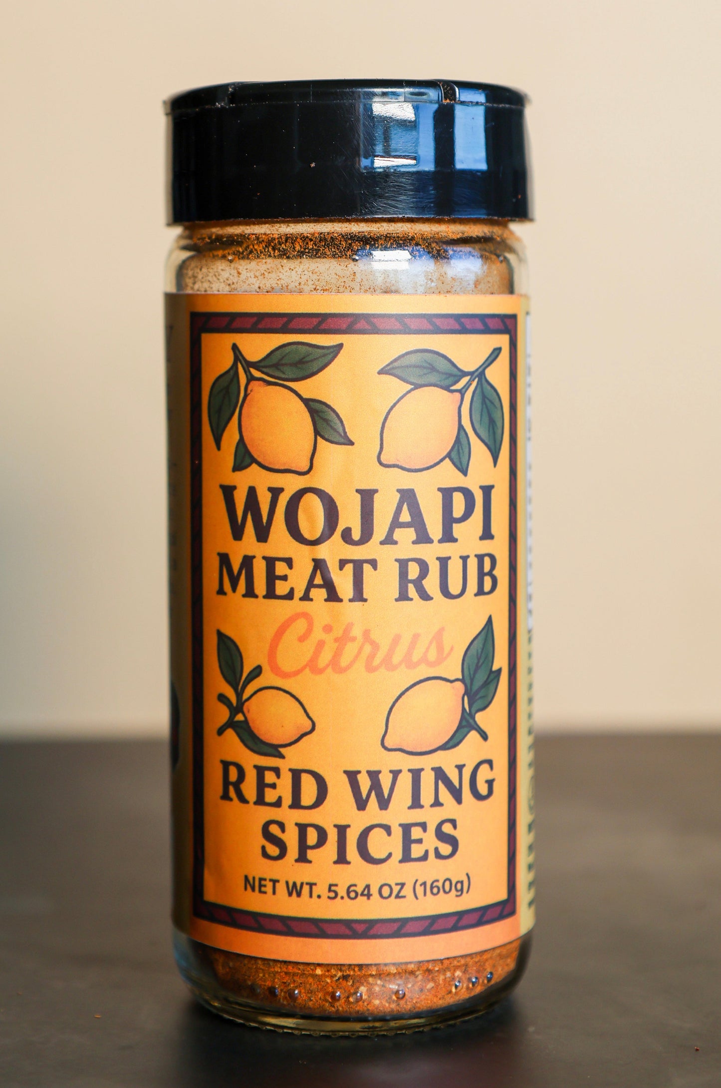 Citrus Wojapi Blend jar with lemon peel and five-berry meat rub by Red Wing Spices, perfect for smoked chicken and turkey