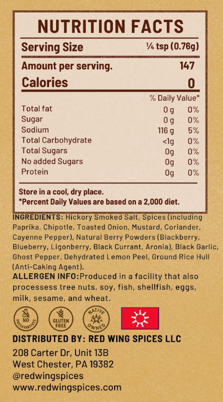 Spicy Wojapi Meat Rub product packaging showing bold berry and ghost pepper seasoning