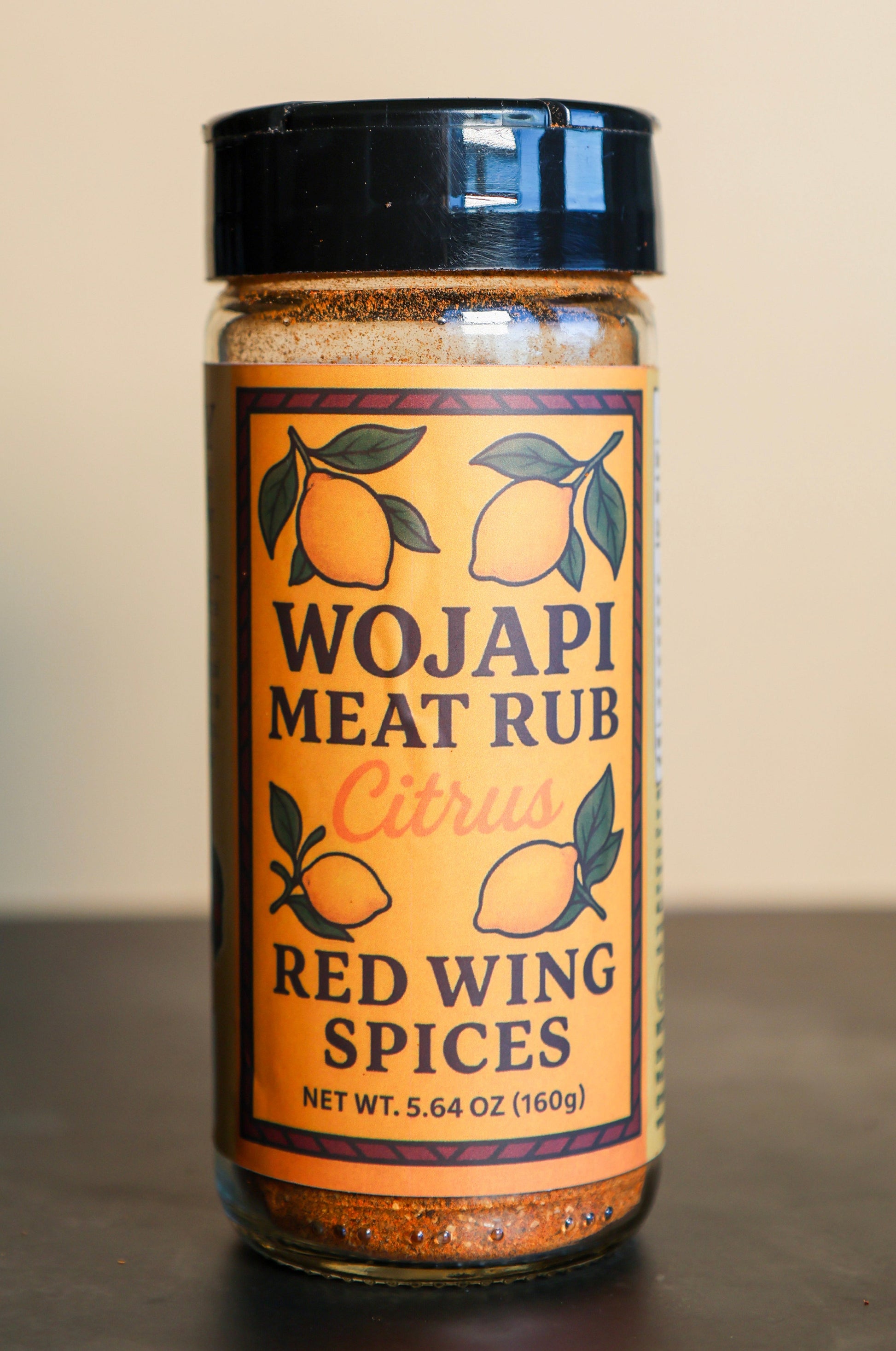 Citrus Wojapi Blend jar with lemon peel and five-berry meat rub by Red Wing Spices, perfect for smoked chicken and turkey